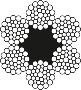 Канат д. 49,0мм, 6x36WS-FC (1-7-7+7-14), м.гр. 1570, без покриття U, праве хрестове sZ (для підйомно-транспортних машин)